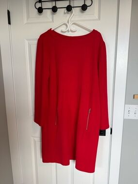 GAP Long-Sleeve Red Shift Dress